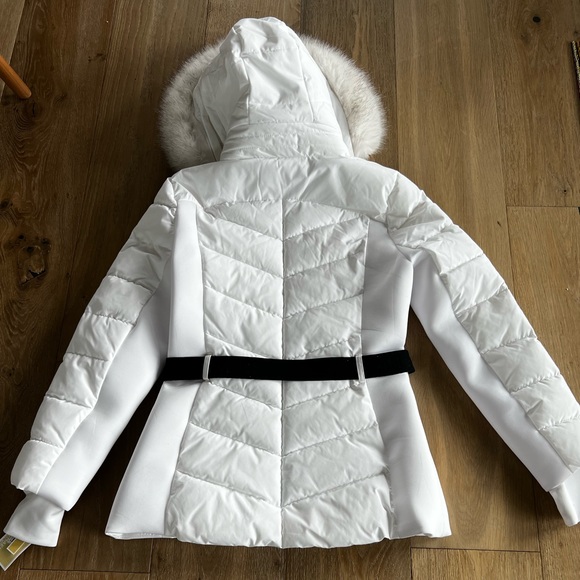 Michael Kors Women's Belted Faux-Fur-Trim Hooded Puffer Coat - Picture 7 of 8